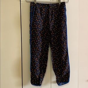 Black and blue floral cotton pants